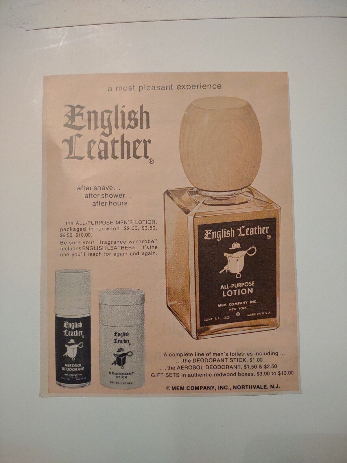 Vintage Print AD English Leather 1960s