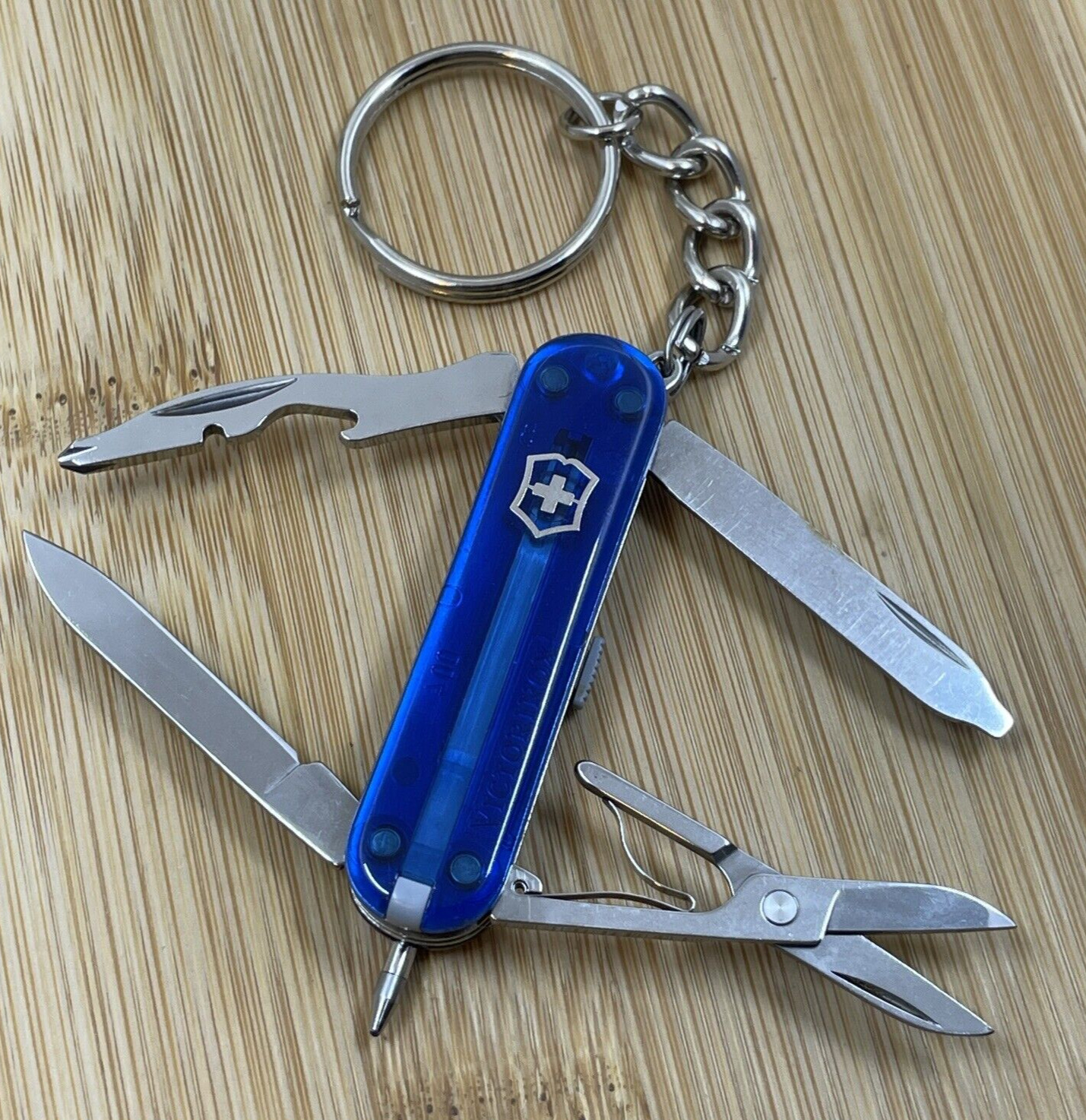 Victorinox MANAGER Swiss Army Knife Keychain - Sapphire Blue Transparent - 58mm