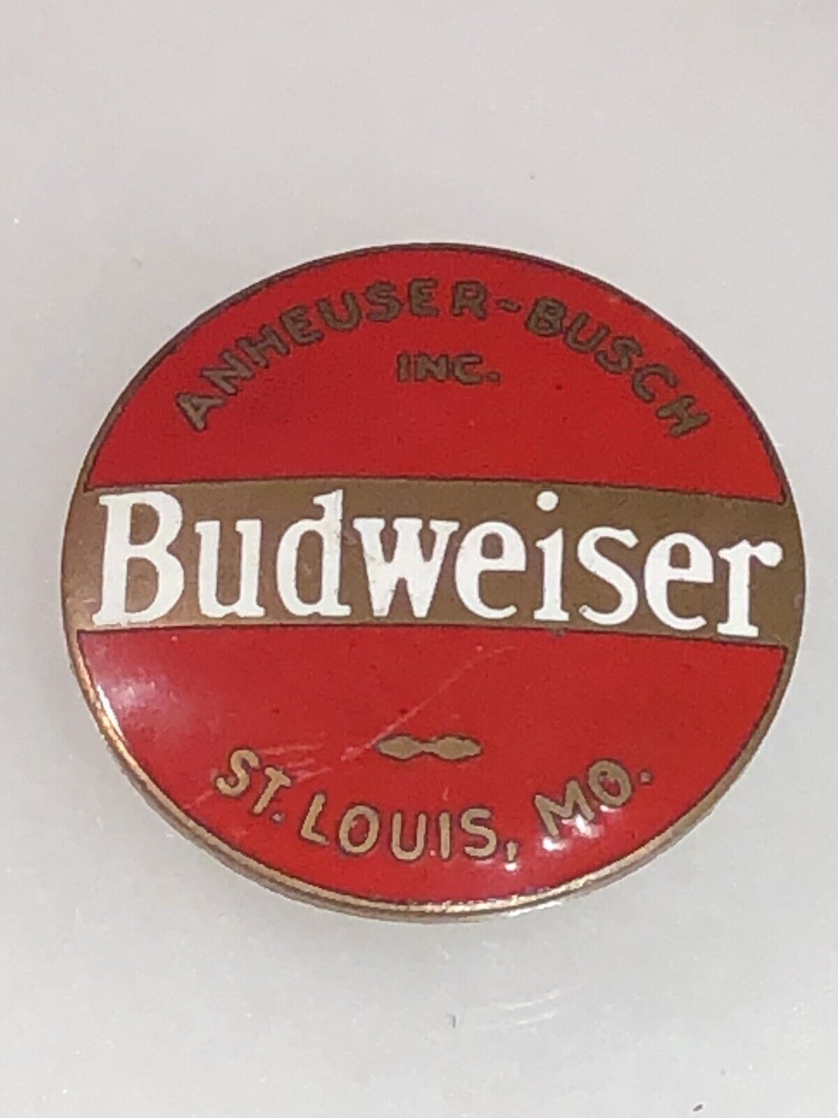 Old Vintage Anheuser Busch Budweiser Beer Tap Handle Ball Knob Porcelain Insert