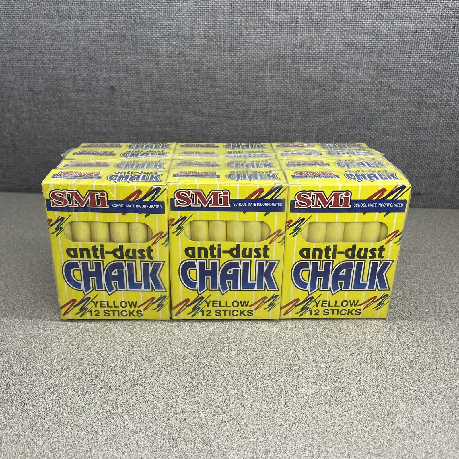 12 Boxes Vintage SMI  Anti-dust Chalk 12 Sticks Per Box New In Package Nontoxic