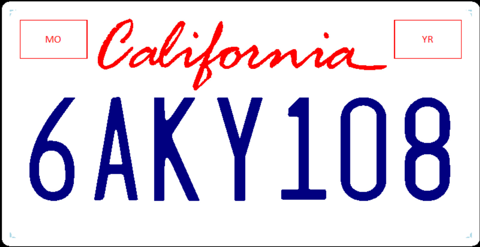 Custom California REFLECTIVE License Plate Tag Reproduction, Many Styles Offered