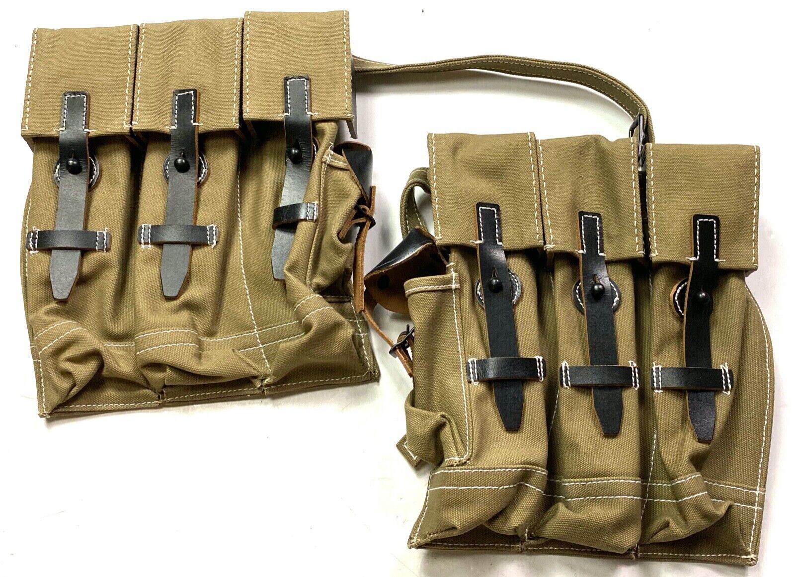  WWII GERMAN MP STG AMMO POUCHES-GREY CANVAS
