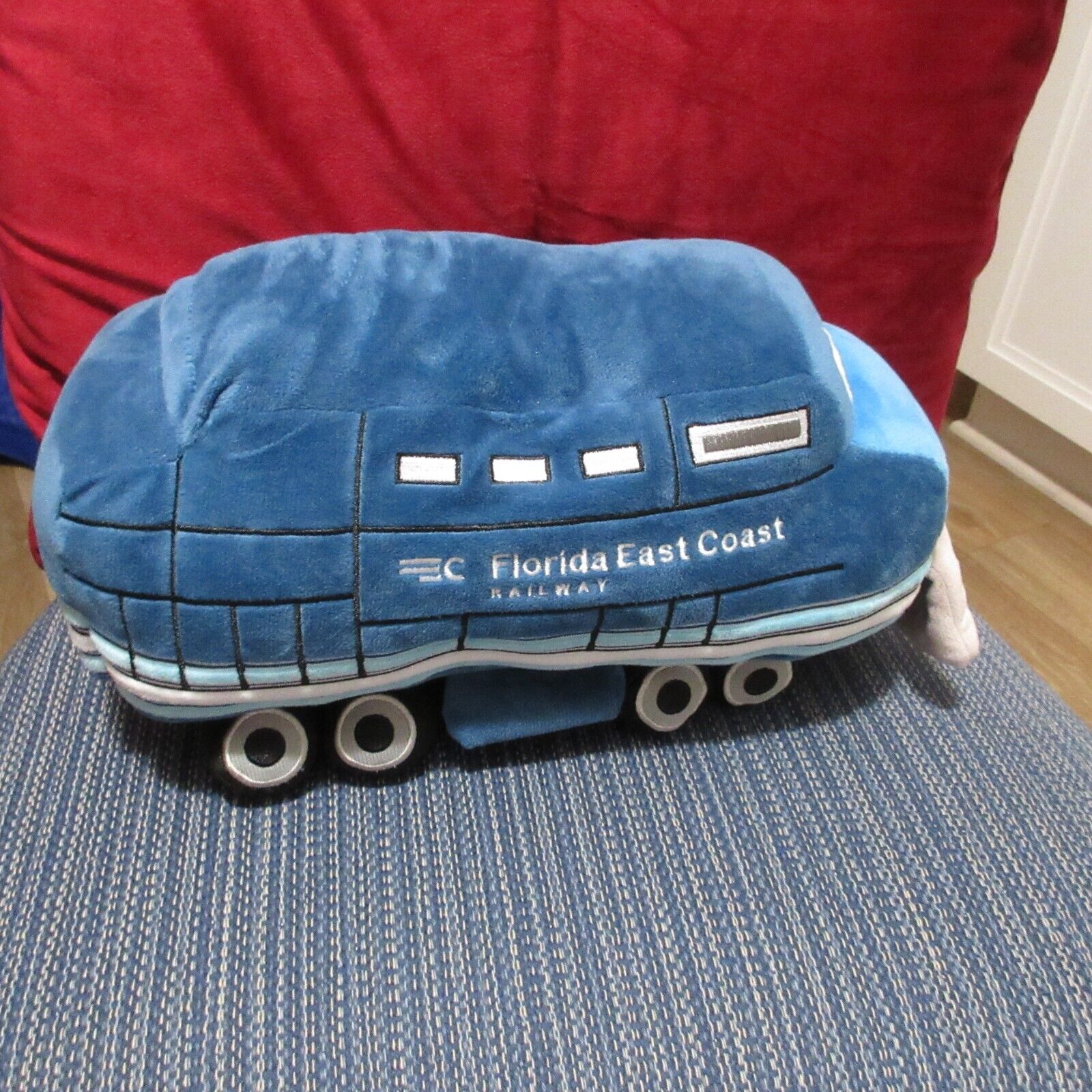 Florida East Coast Railway Plush Train Engine Car Blue FEC Stuffed Toy