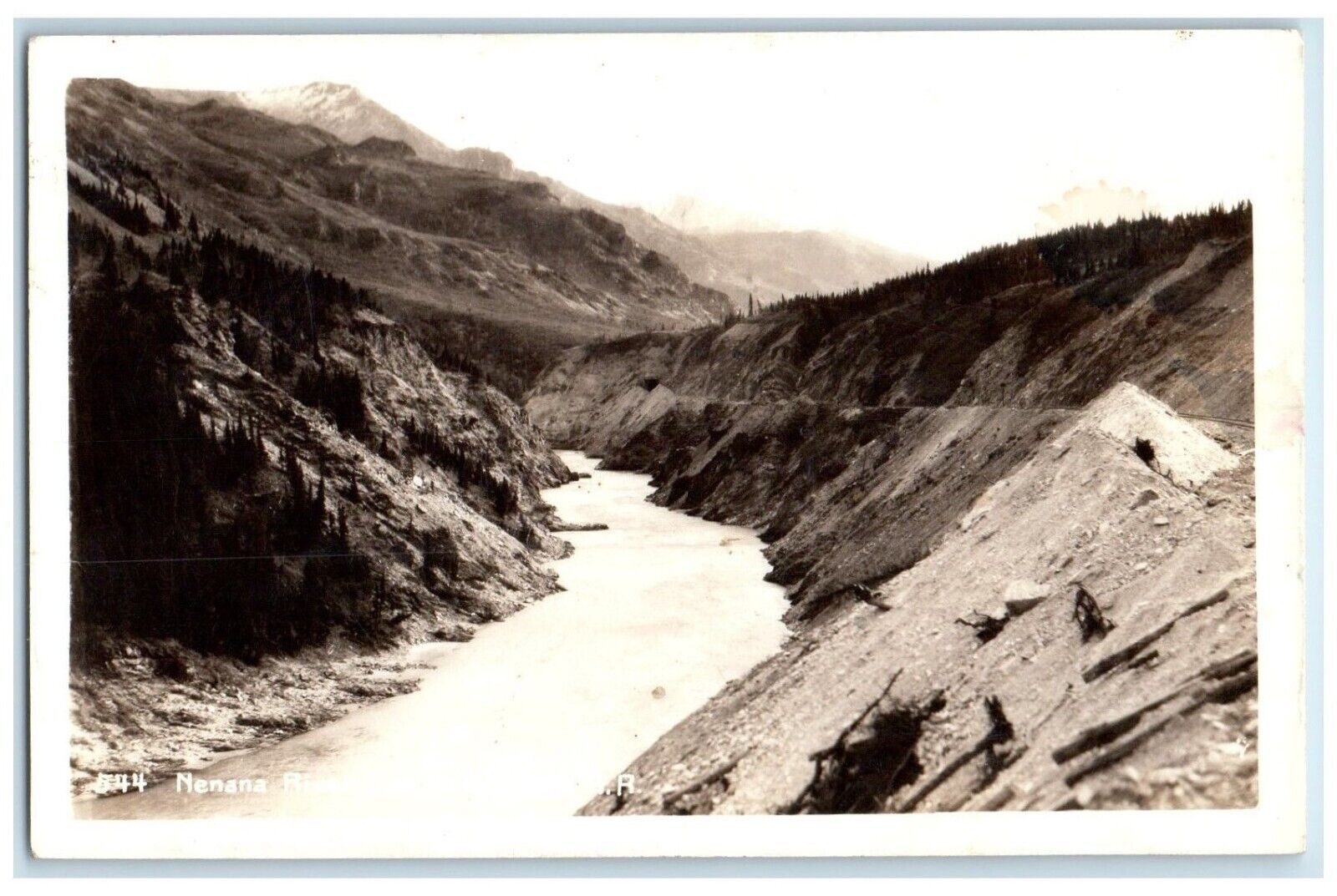 c1940's View Of Nenana River Canyon Alaska AK RPPC Photo Vintage Postcard