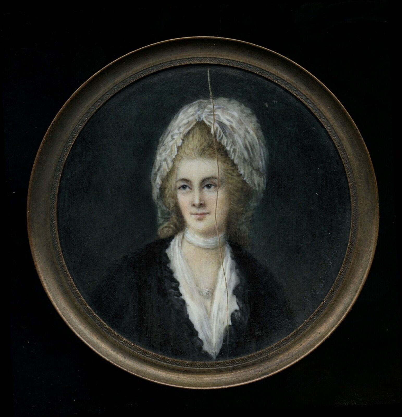Antique Miniature Painting Portrait of a Woman - Signed Gainsborough