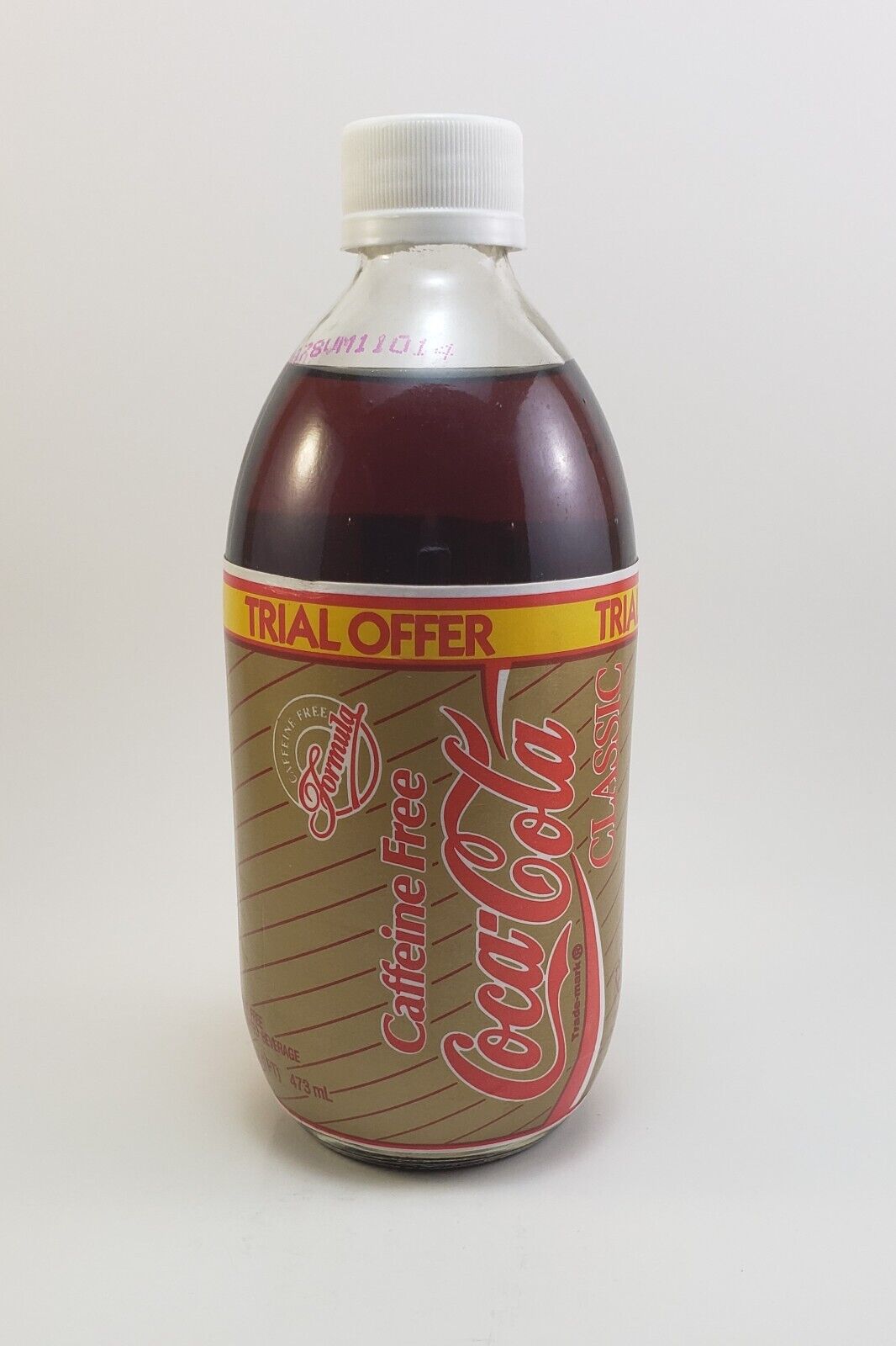 Rare Vintage Caffeine Free Coca-Cola Classic 16oz Foam Label Trial Offer (full)