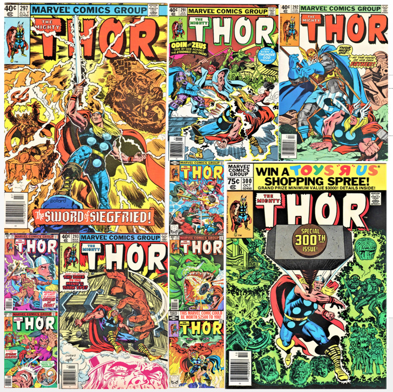 THE MIGHTY THOR #291 293 294 295 296 297- 300 (1980) ETERNALS SAGA 10 BOOK LOT