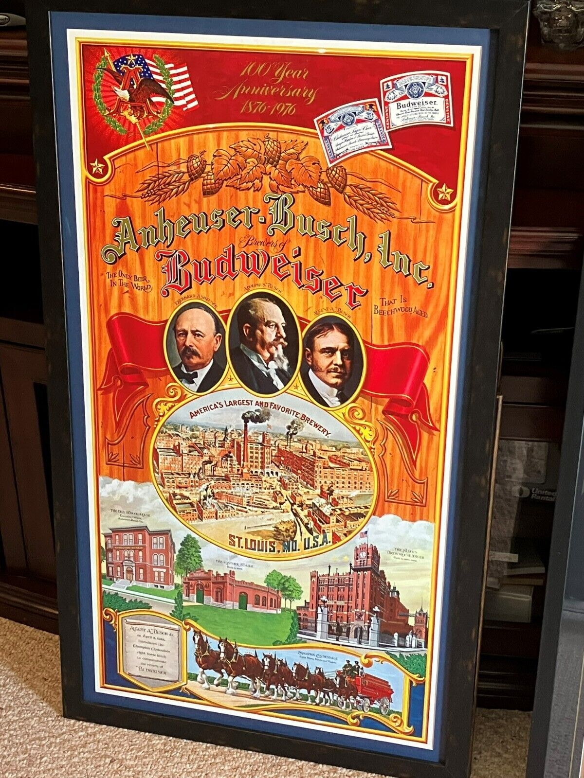 Vintage Original Anheuser Busch 100 Year Anniversary 1976 Poster NOS (SEE DESC)
