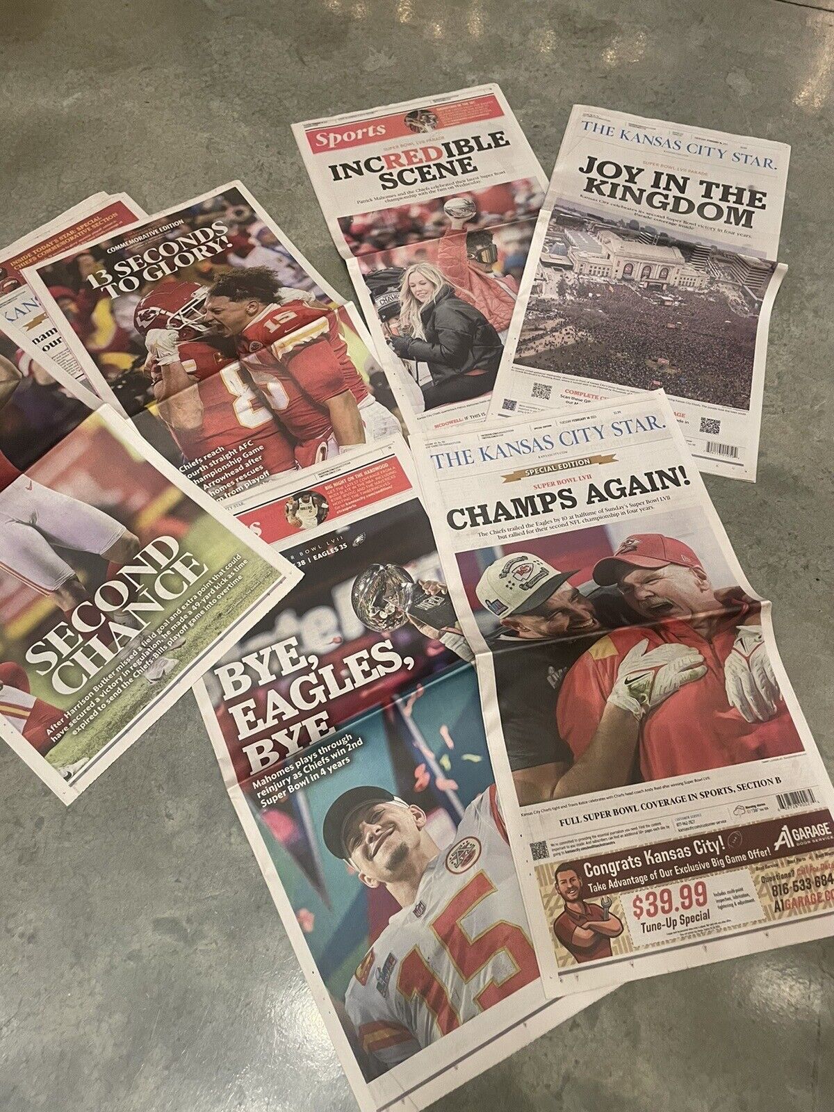 KC star  Chiefs Newspaper X 3 - Super Bowl Vs Eagles / Champ Parade / 13 Seconds