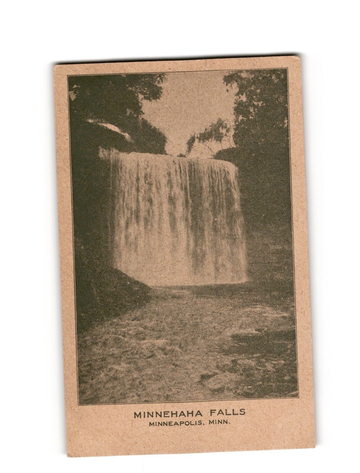 Minnehaha Falls Minneapolis, MN Vintage Postcard - Rustic Waterfall Scene