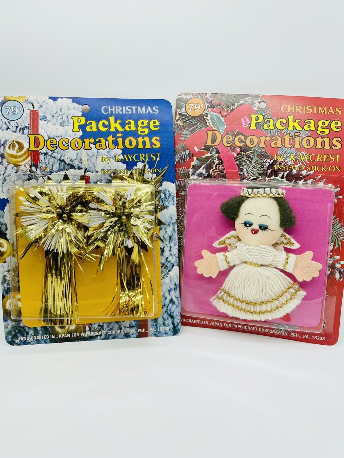 VTG 1960’s Lot x2 Kaycrest Christmas Gift Sealed Angel Gold Foil Holly JAPAN