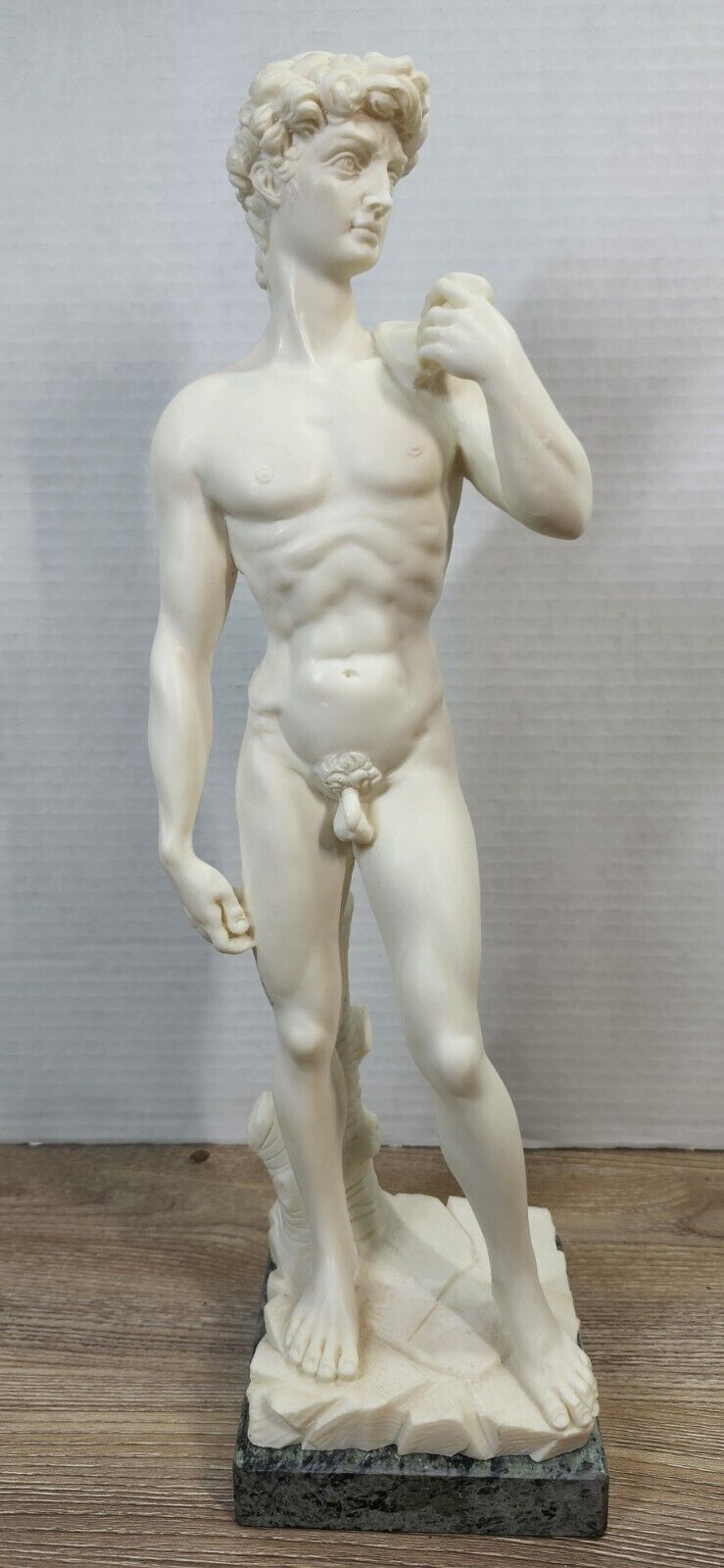 VINTAGE DAVID Carved Resin Figurine Sculpture Marble base G. Carusi 15\