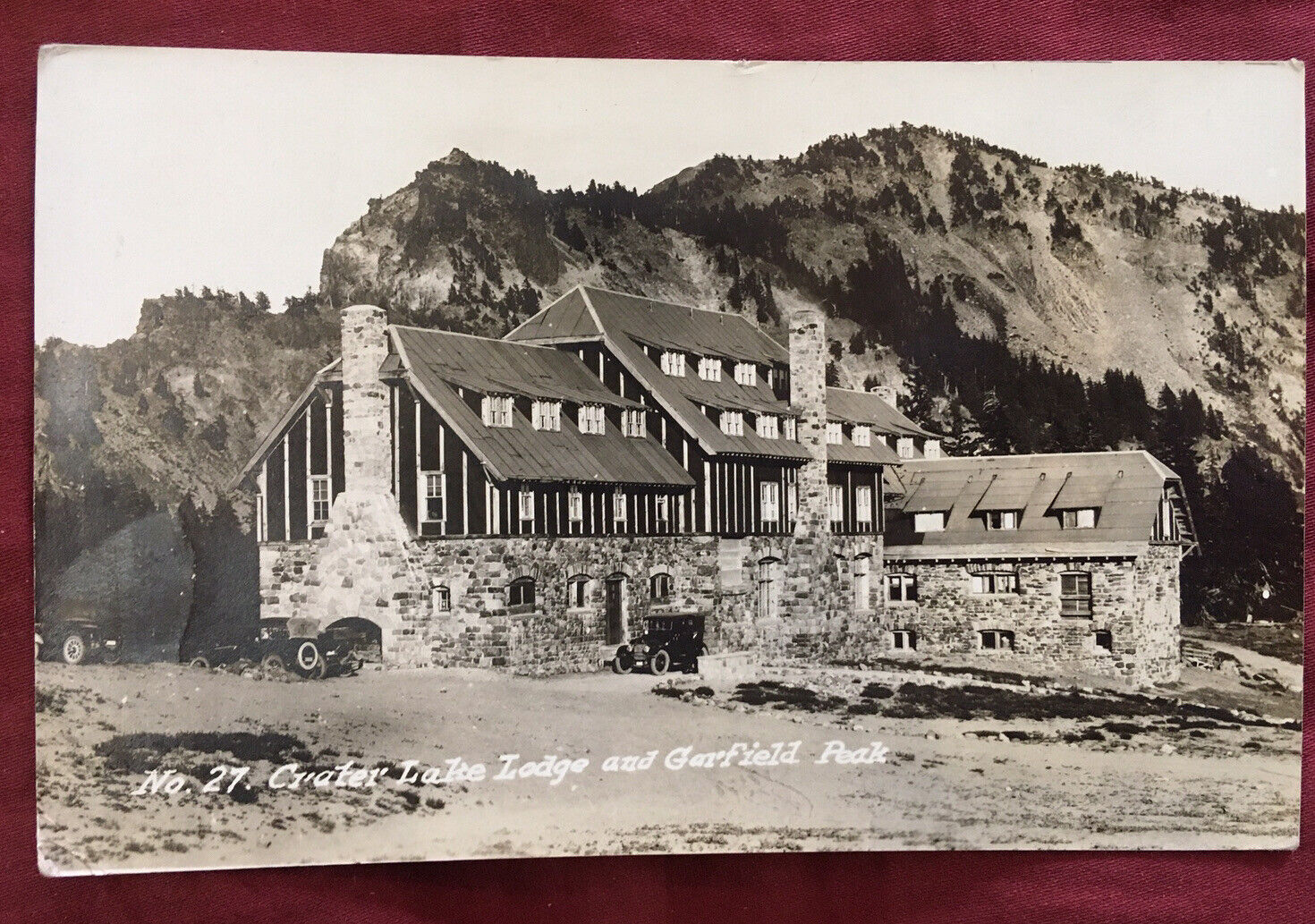 RPPC Crater Lake Lodge OR Oregon Garfield Peak Real Photo Postcard 1920