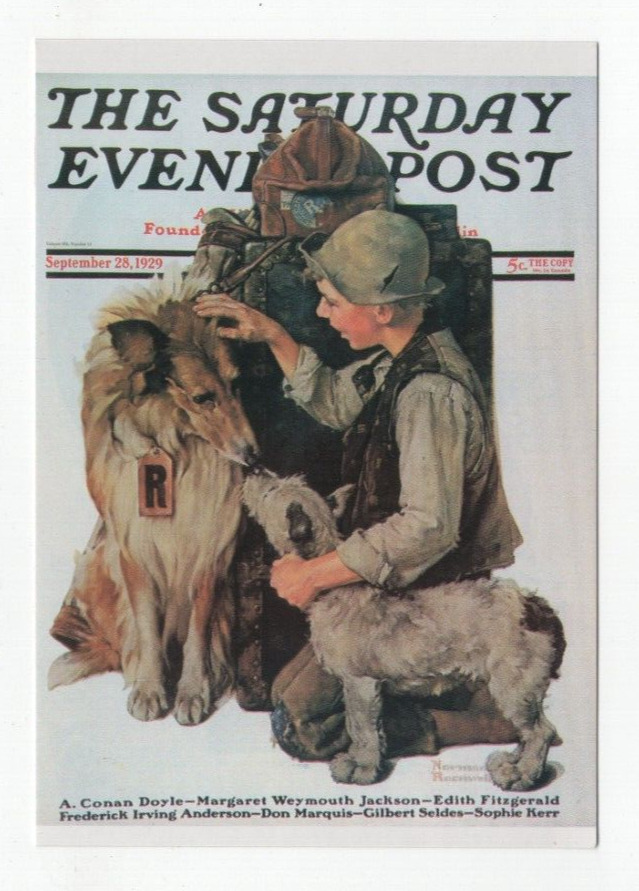 Vintage Postcard Saturday Evening Post Cover Art Norman Rockwell Making Friends