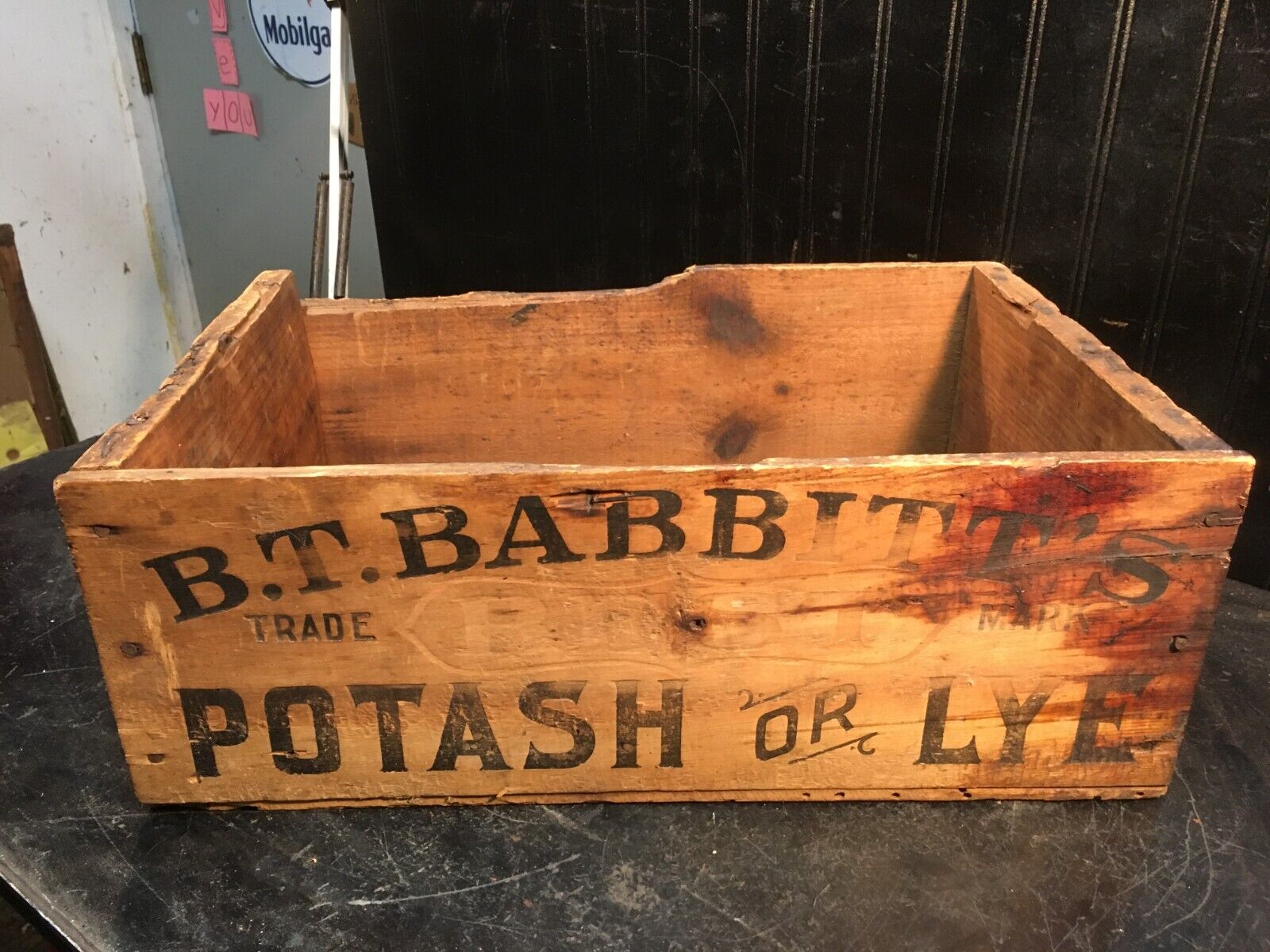 Vintage Potash or Lye Soap Wood Shipping Crate 20in x 12inx 7in   1800s