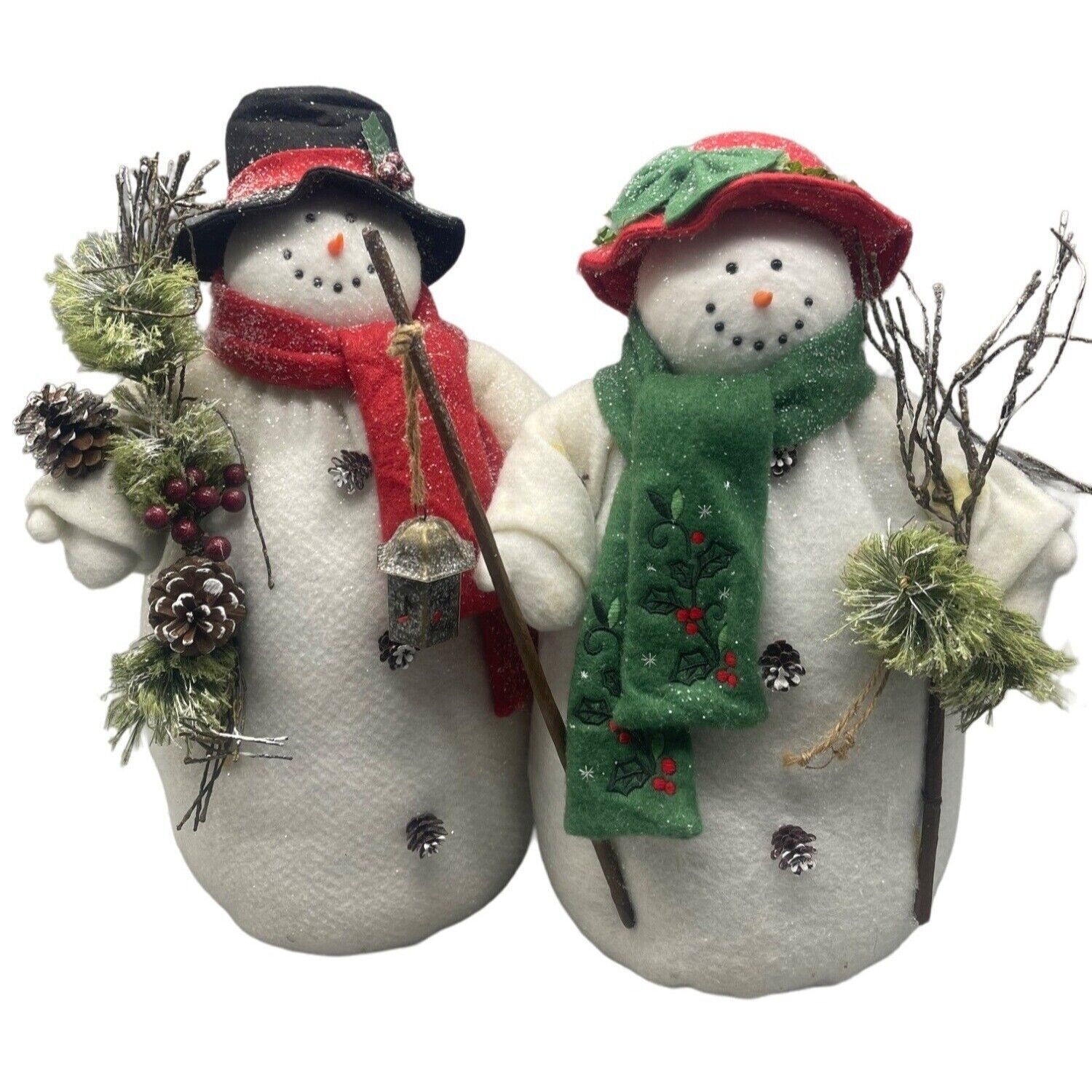 vintage style snow people Christmas plush figurine Mr Mrs 18\