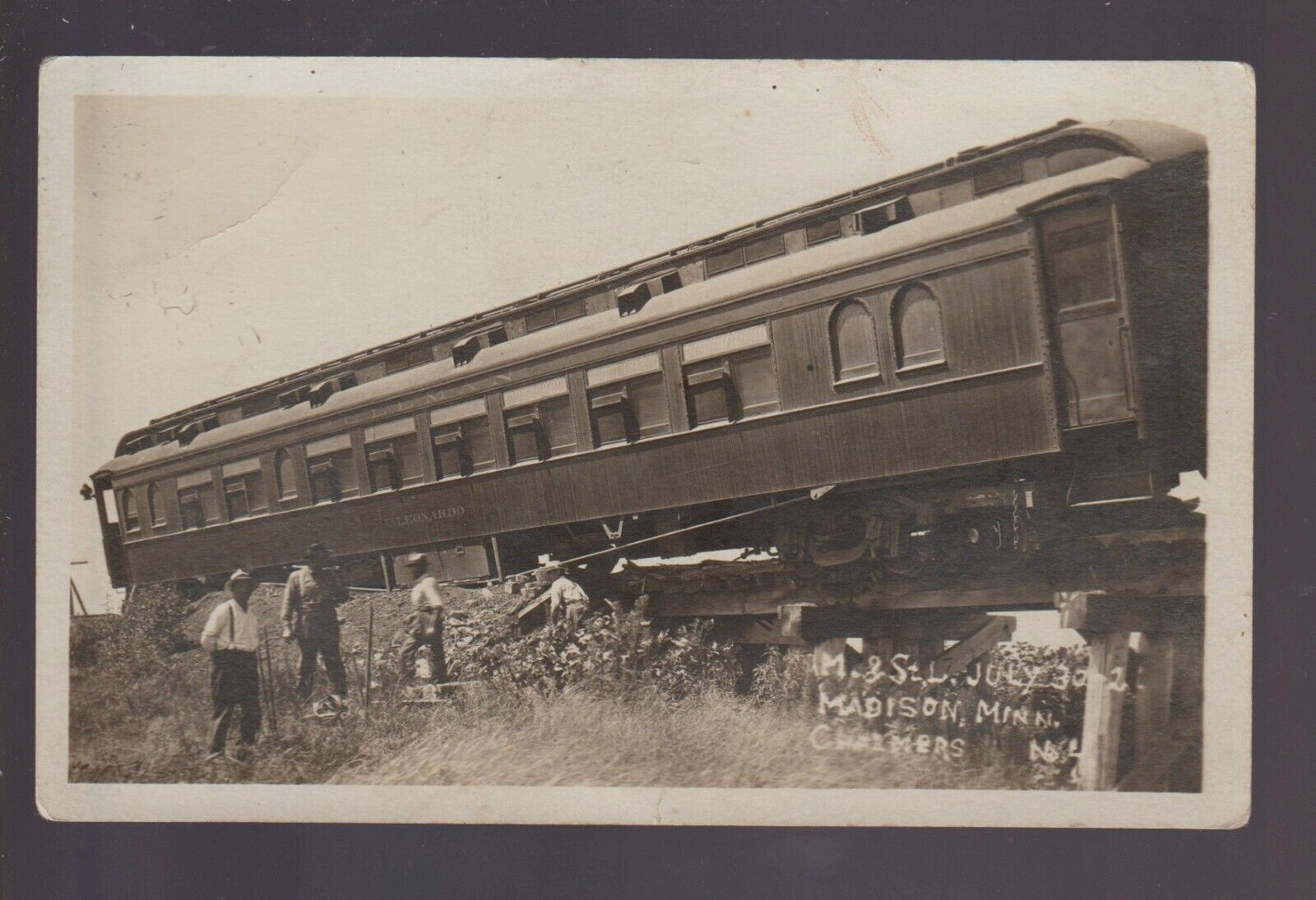 Madison MINNESOTA RPPC 1921 TRAIN WRECK Railroad Disaster M & ST. L RR nr Dawson