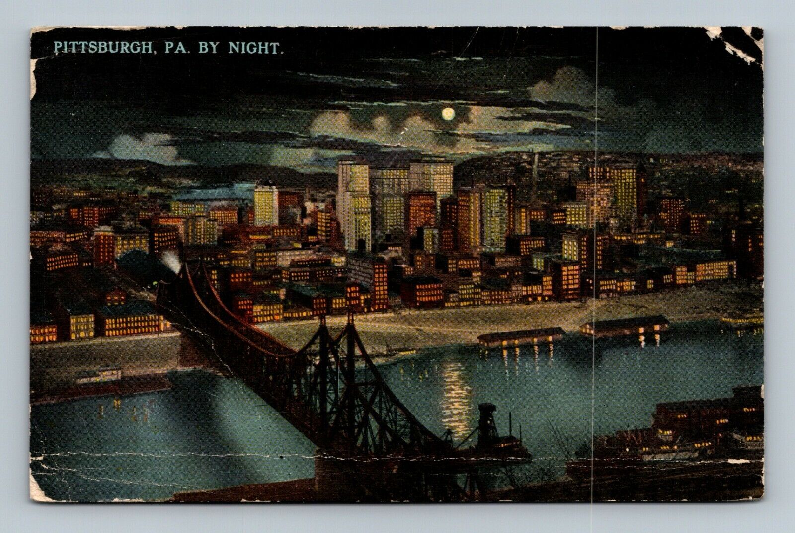 Pittsburgh Pennsylvania PA by Night Postcard