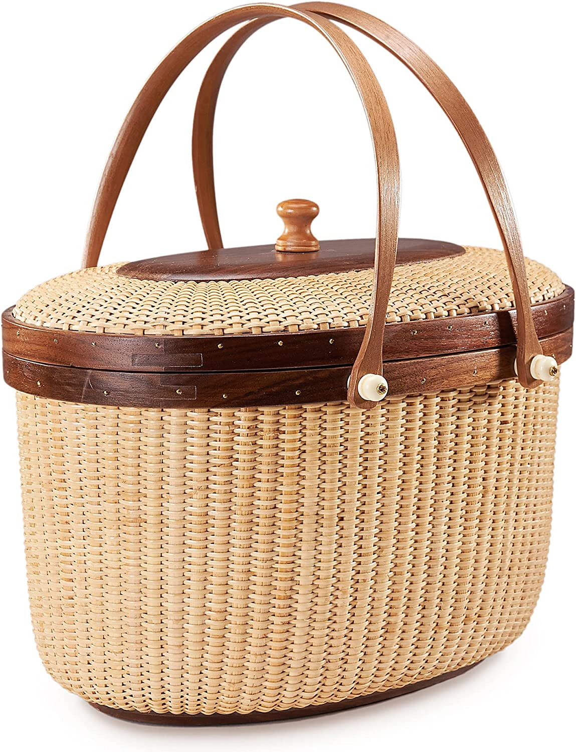 Nantucket Basket Picnic Basket Rattan Handmade Products Woven Sewing Kit Storage