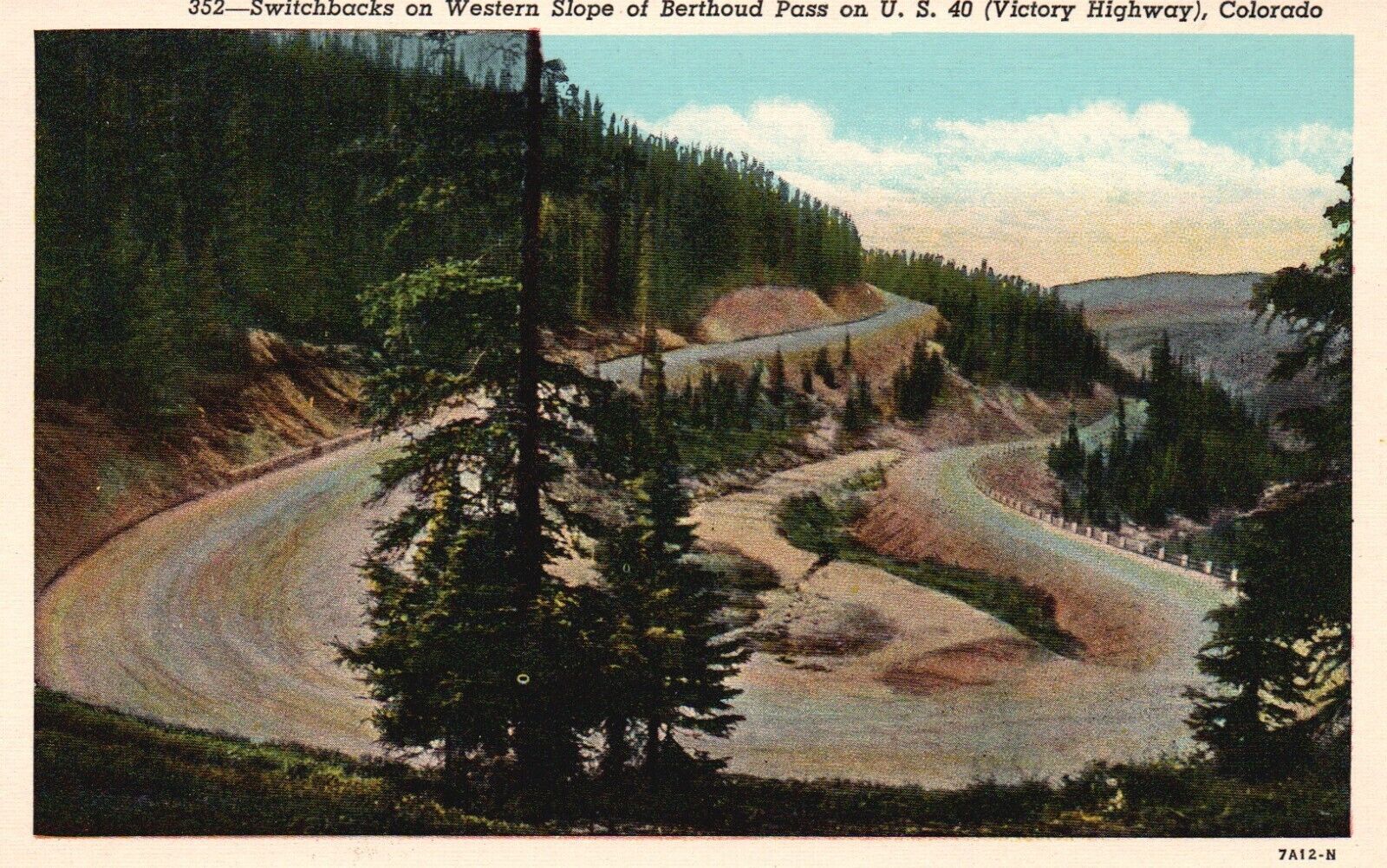 Postcard CO Switchbacks on Western Slope of Berthoud Pass Vintage PC e4512