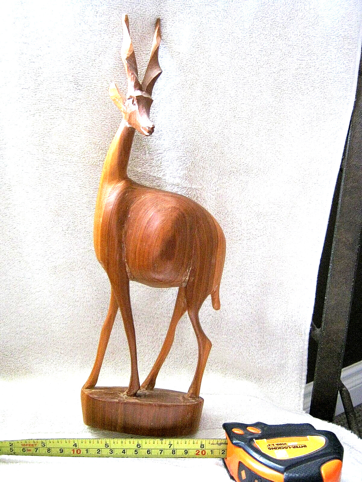 Vintage Hand-Carved Wooden Antelope/Gazelle 13 3/4” Tall