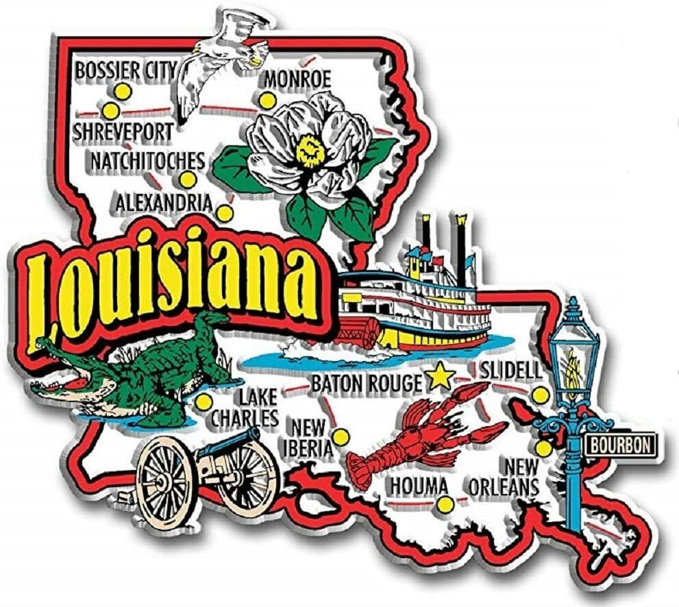  Louisiana Jumbo State Map Fridge Magnet