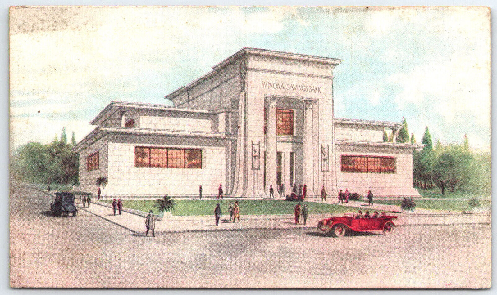 Winona Minnesota The Saving Bank Building Vintage Postcard