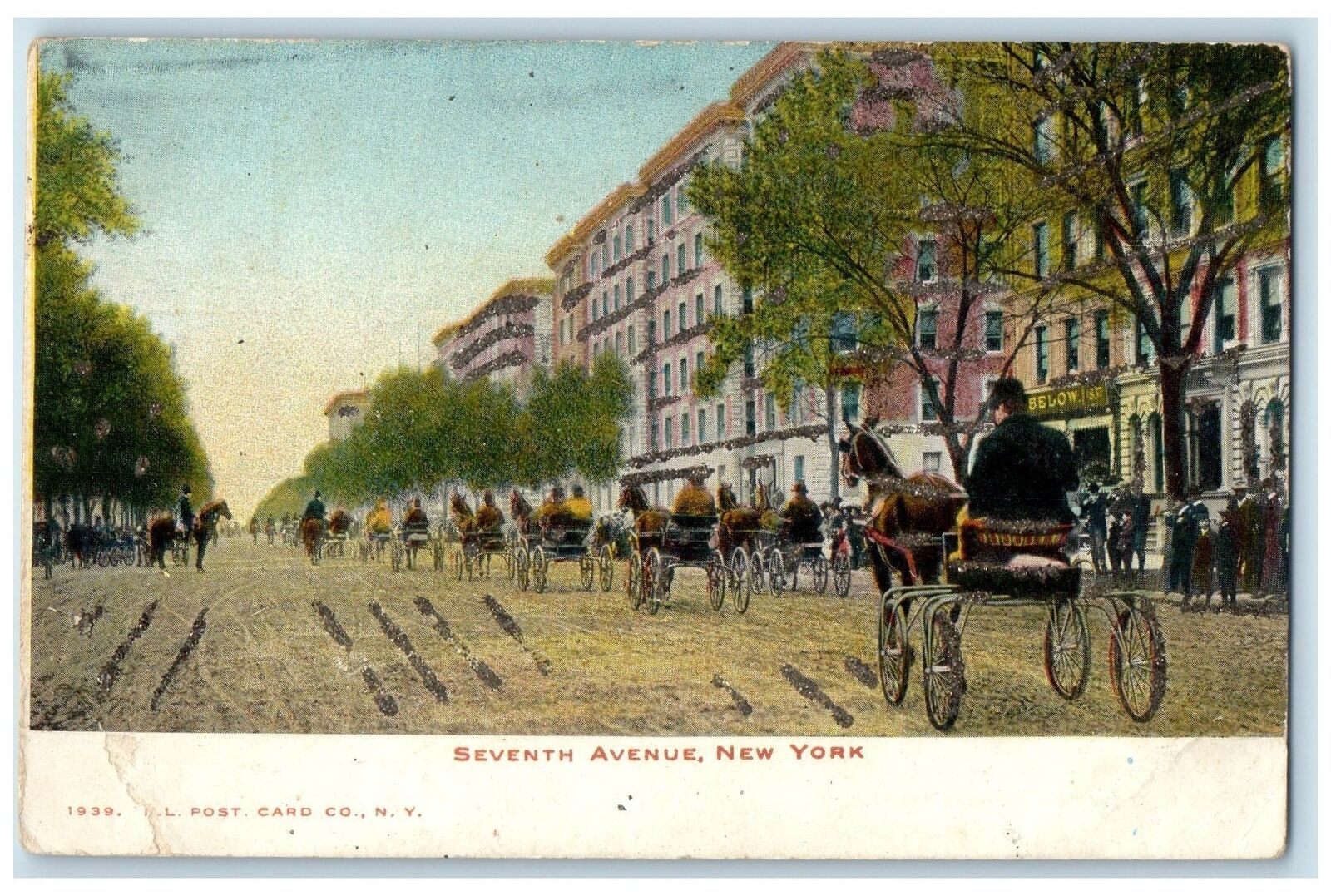 c1905s Seventh Avenue Business District Horse New York City New York NY Postcard