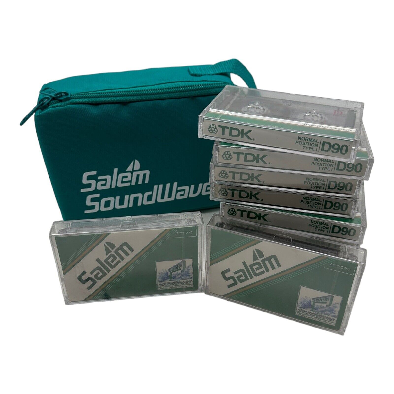 VTG Salem Soundwaves Cassette Case w/ 10 NEW TDK Salem D90 Cassette Blank Tapes