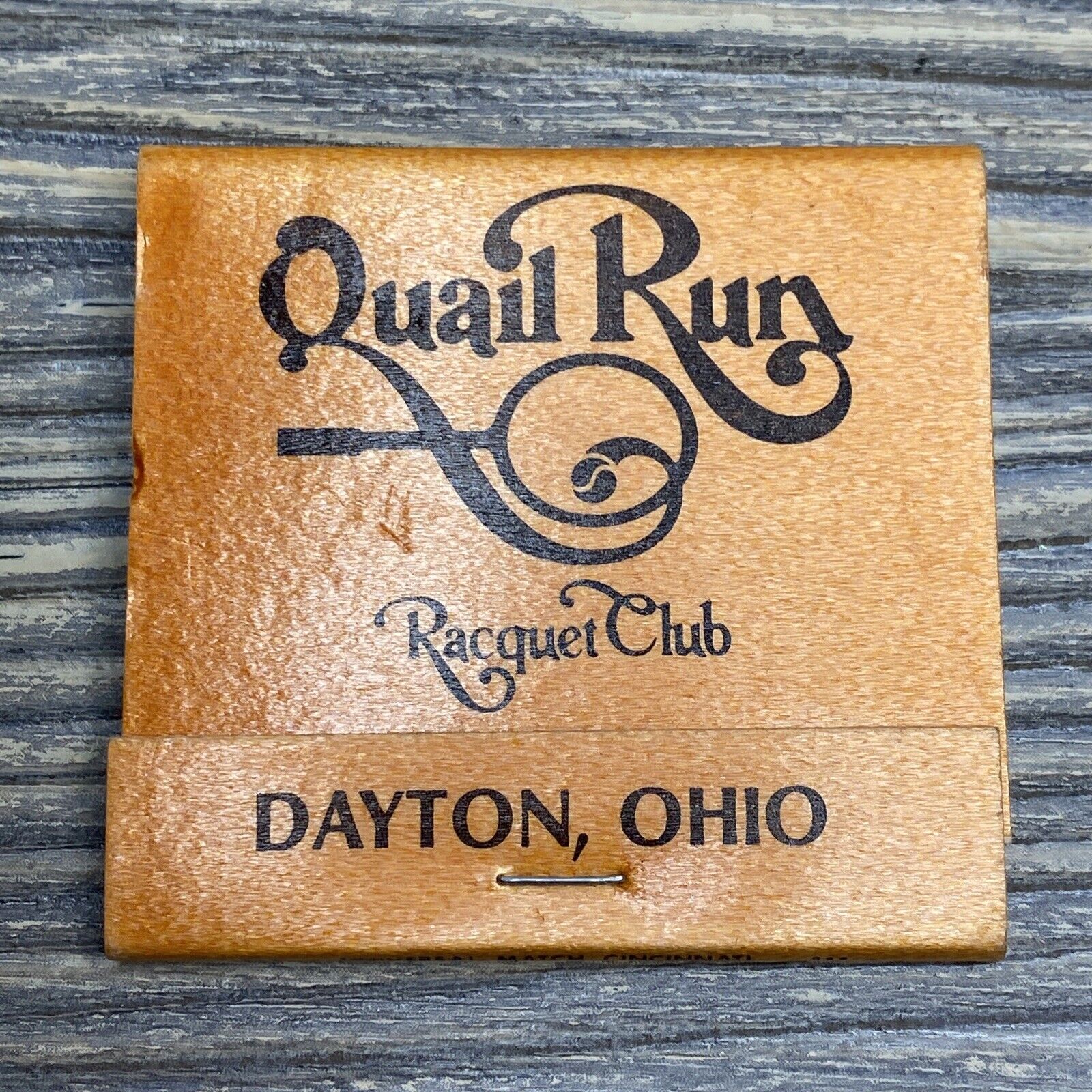 Vintage Matchbook Quail Run Racquet Club Dayton OH Metallic Orange Black
