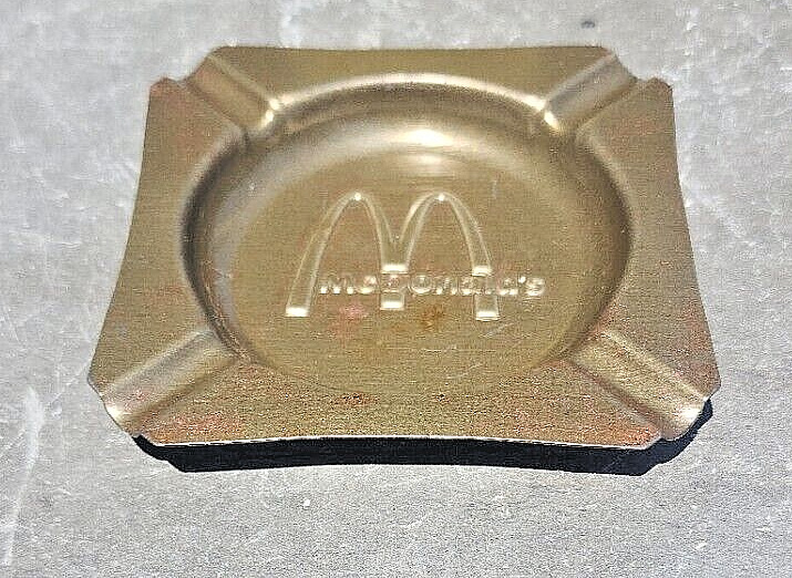 Vintage Metal McDonald\'s Gold Tone Ashtray 3.75 \