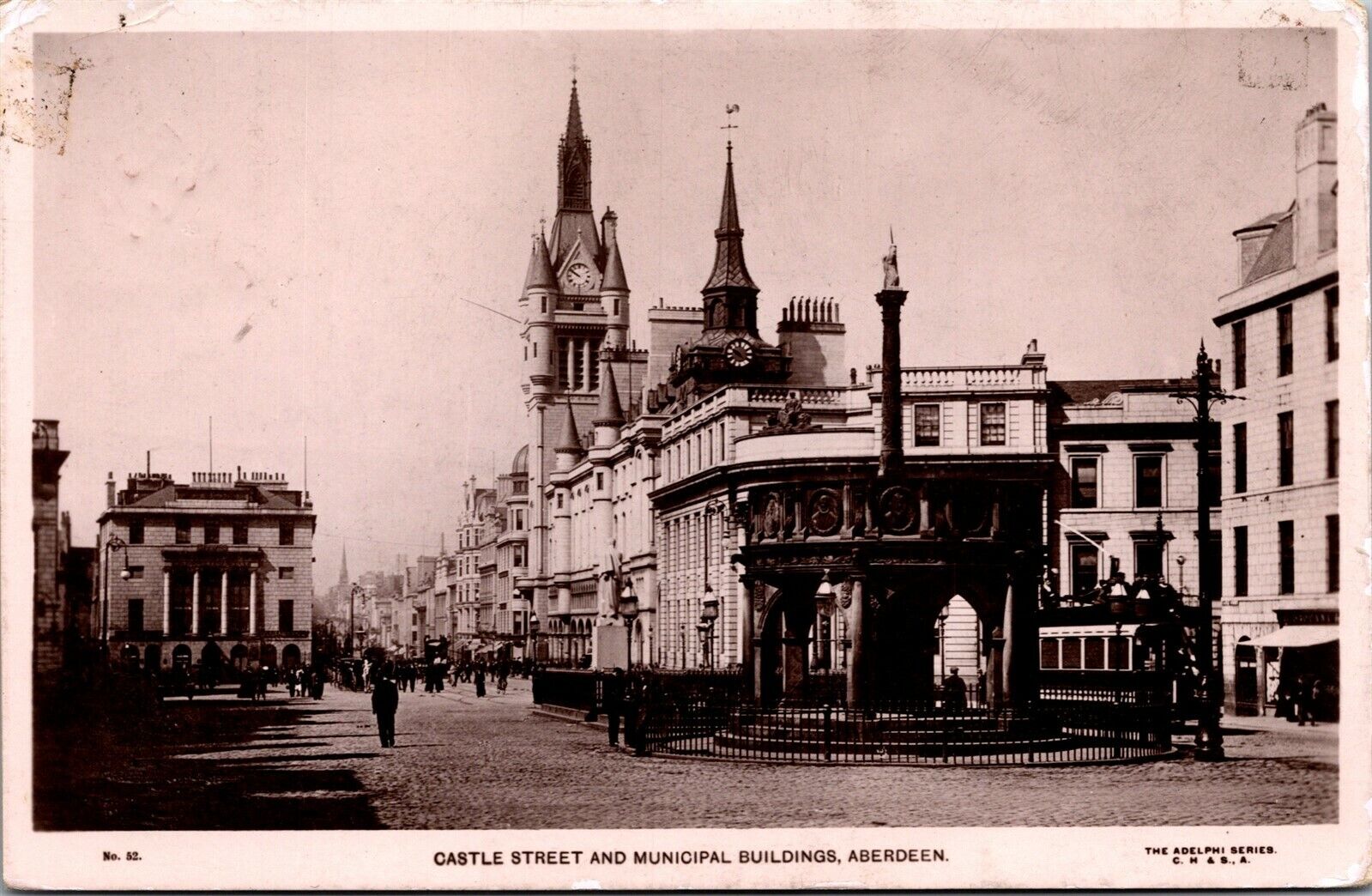 Vtg Aberdeen Scotland UK Castle Street & Municipal Buildings 1909 View Postcard