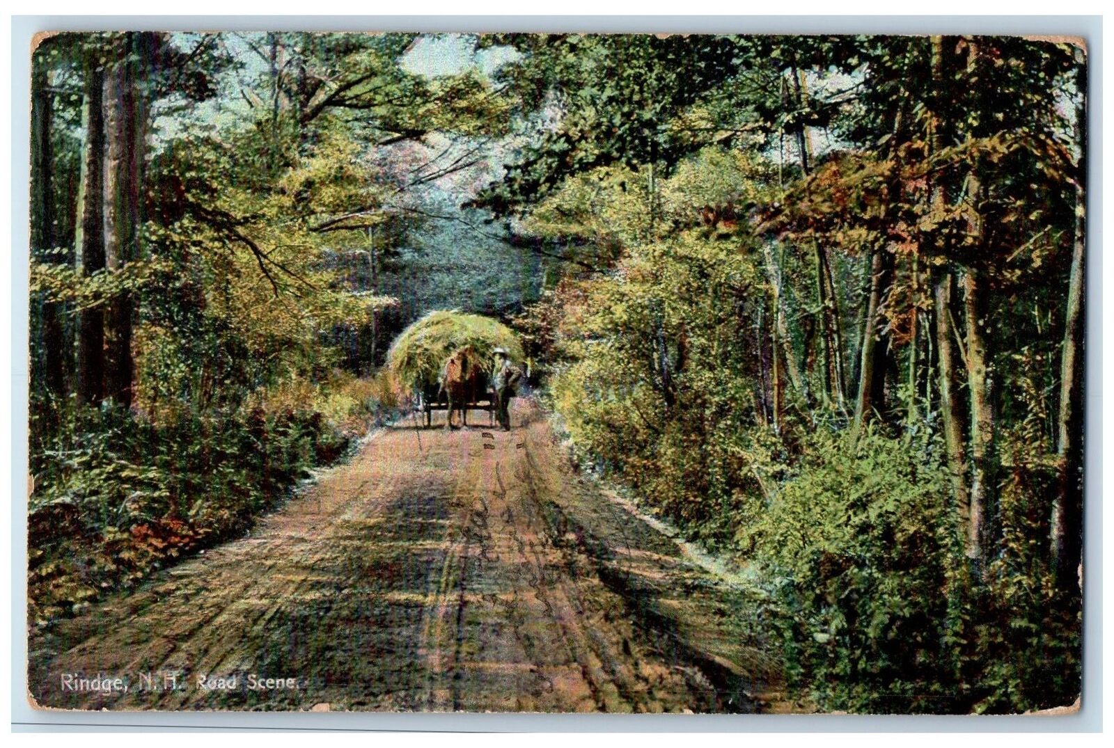1911 Road Scene Rindge Horse Scene New Hampshire NH Posted Vintage Postcard