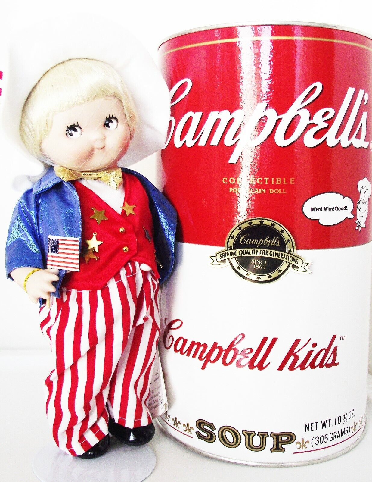 ANTIQUE REPRODUCTION GOOGLEY CAMPBELL SOUP KID\'S PATRIOT PATRICIA LOVELESS DOLL