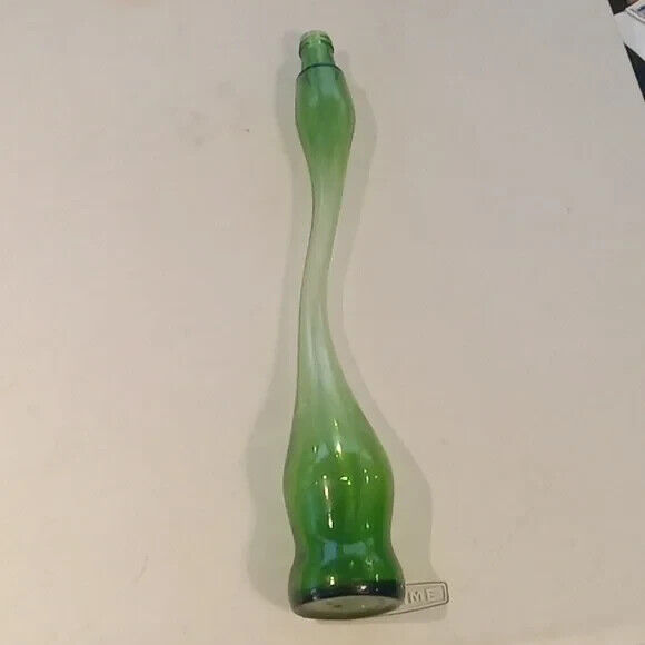 Rare vintage opaque green stretched long soda bottle