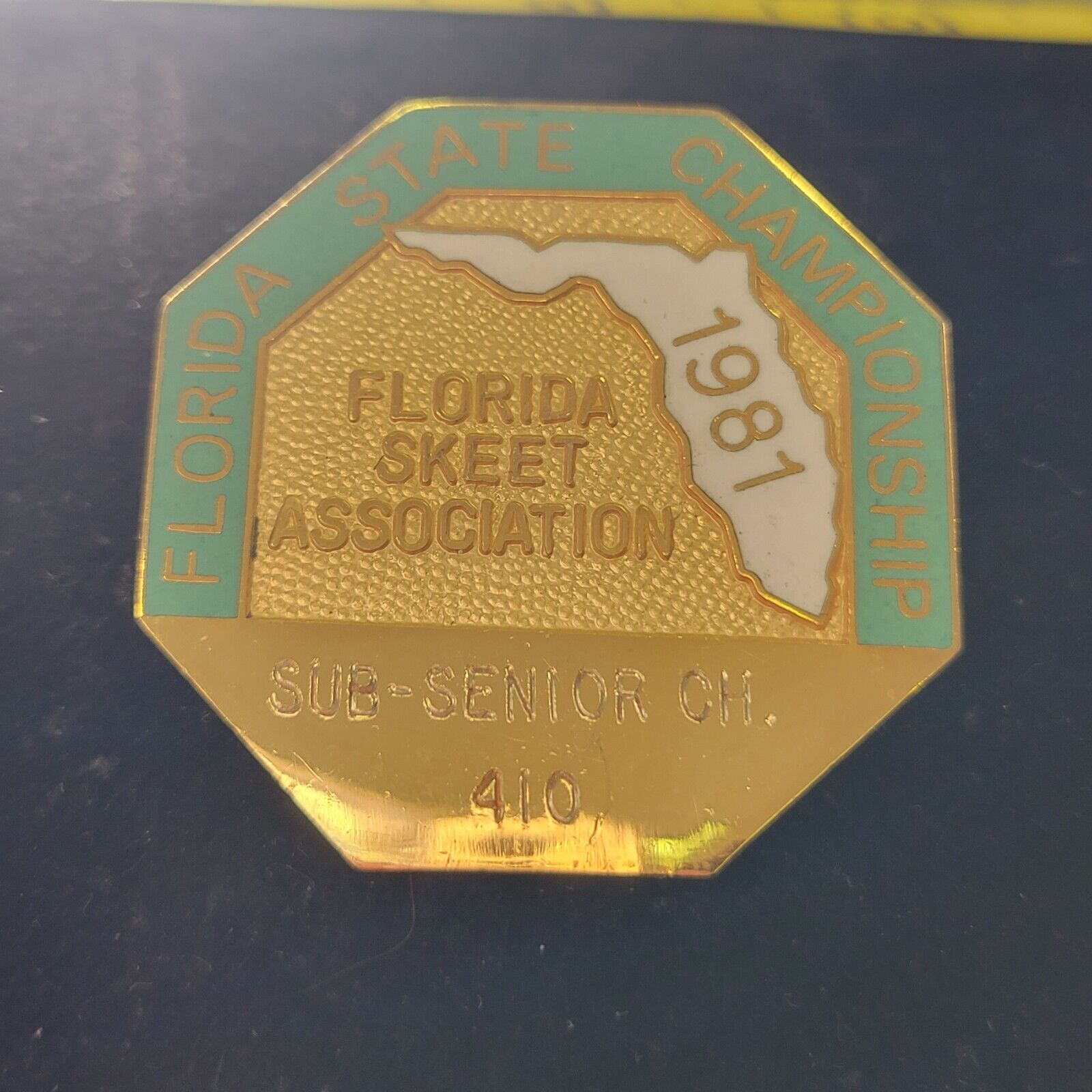1981 Florida State Championship Skeet Association Sub-Senior 410 Lapel Badge Pin