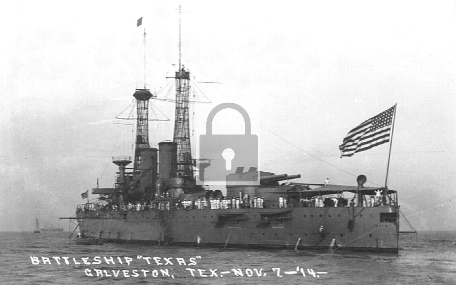 USS Texas Battleship Galveston TX Reprint Postcard