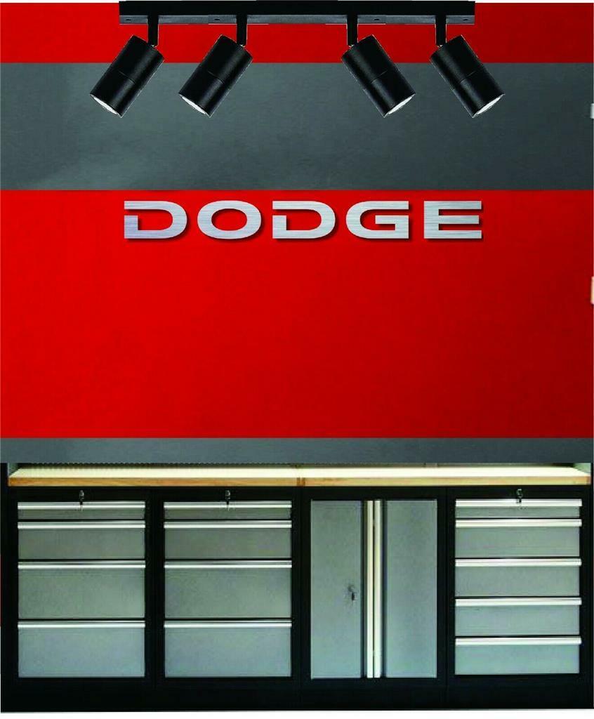Dodge, Garage Sign, Brushed Aluminum Lettering, 4 Feet Wide