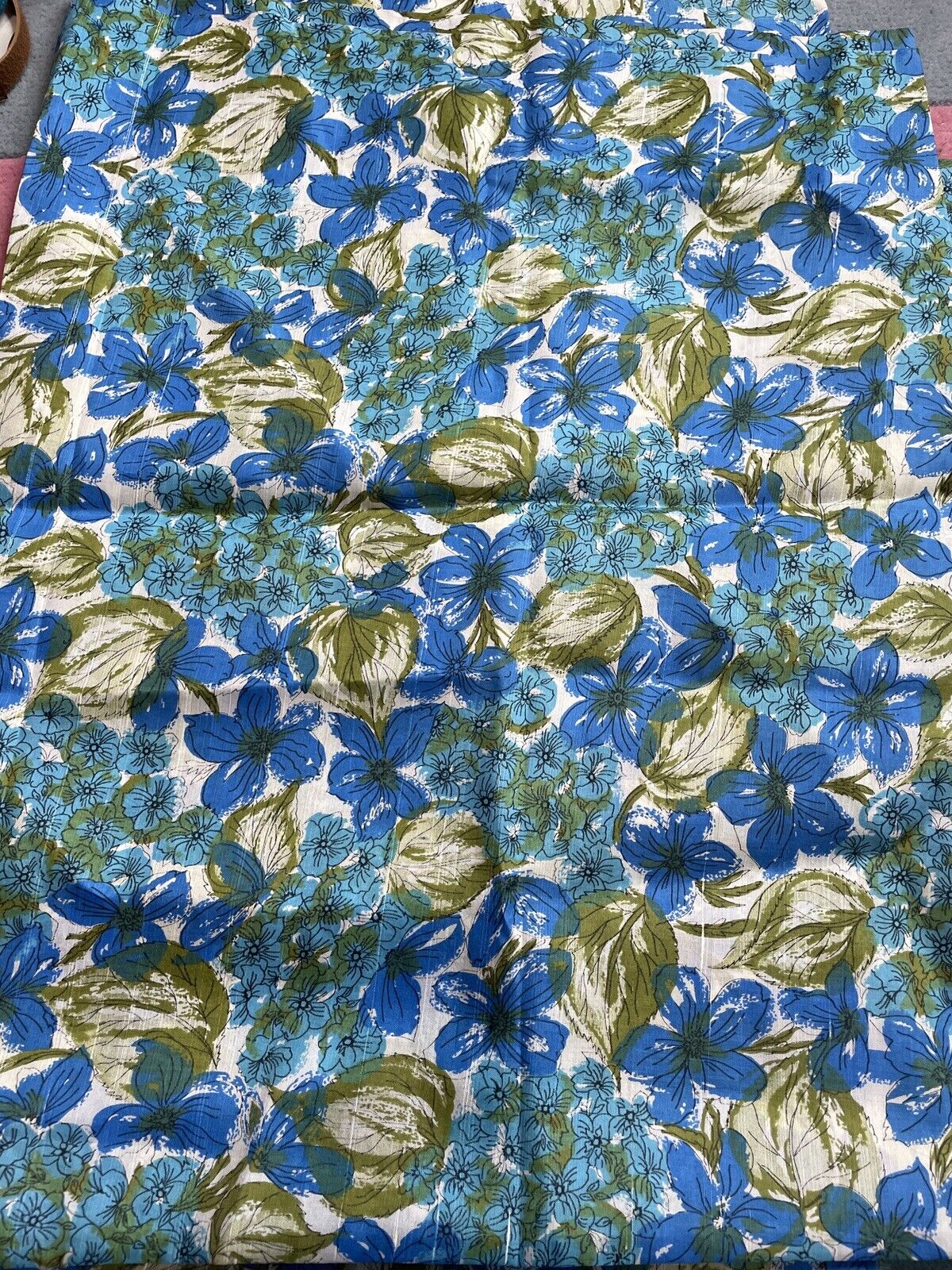 Vintage 60’s Blue Floral Print Fabric