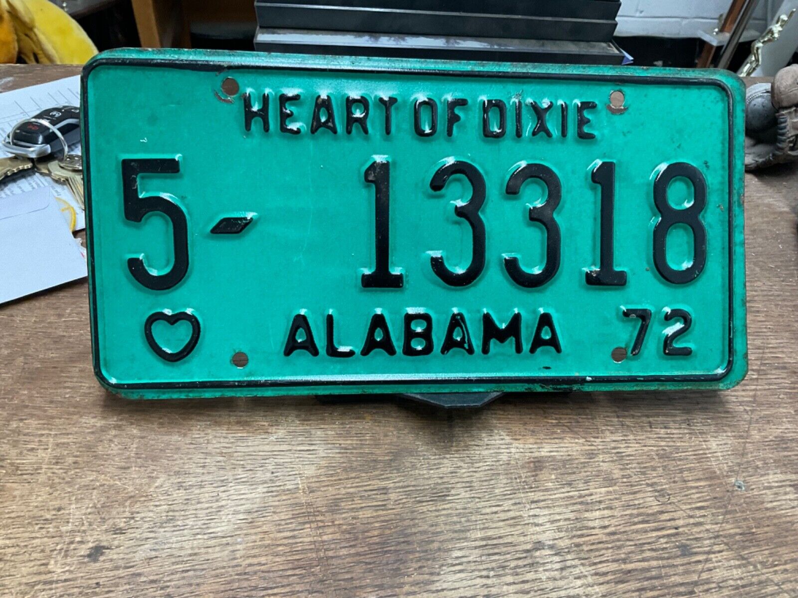 1972 Alabama Heart Of Dixie License Plate 5 13318 Vintage Rustic