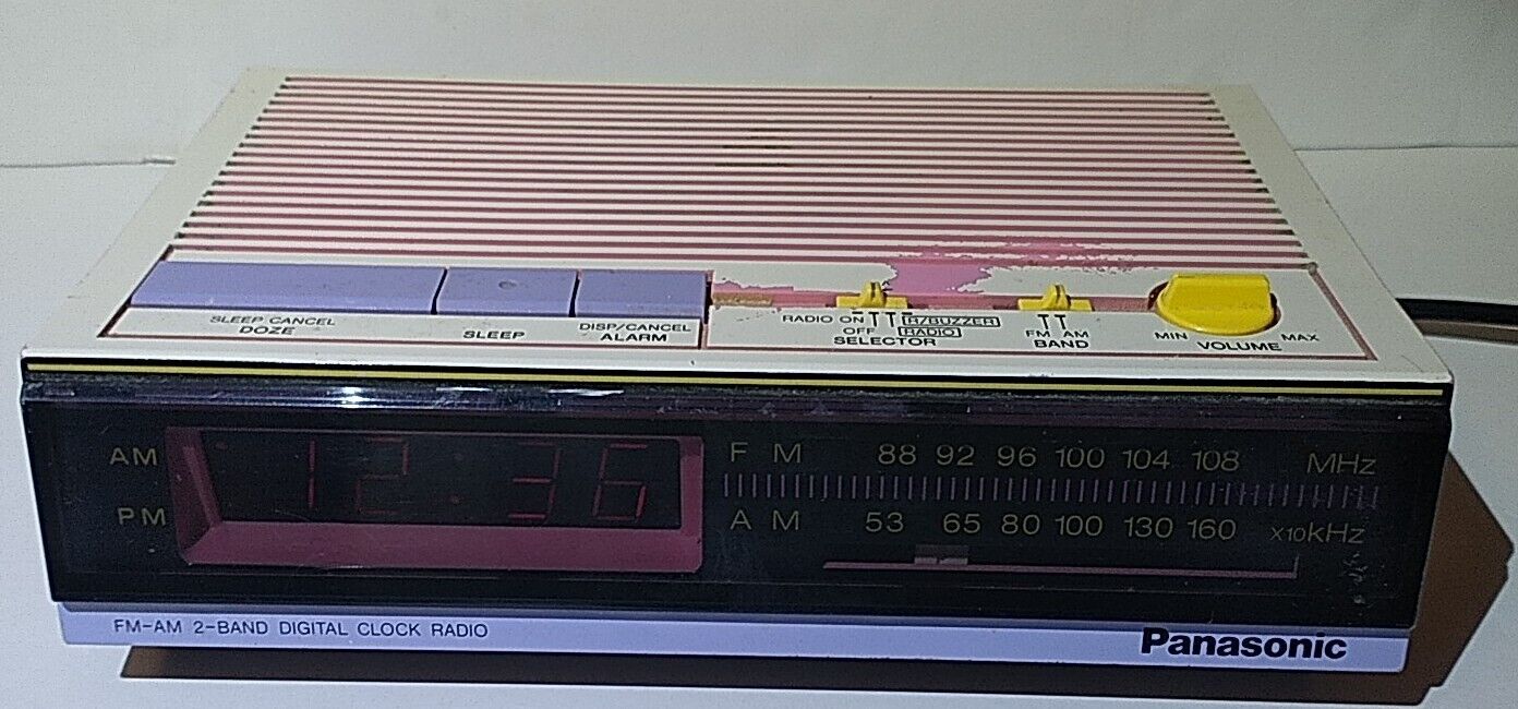 Vintage Rare Pink Panasonic RC-6061 FM-AM Digital Clock Radio Alarm Works 