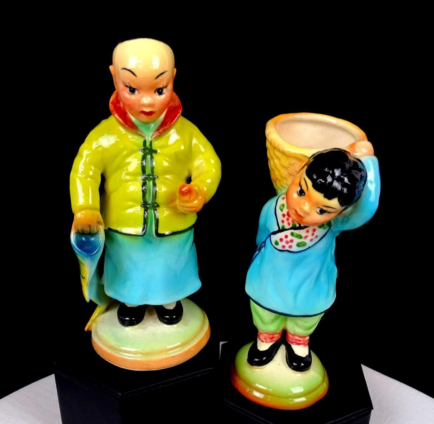 Brad Keeler California Pottery Chinese Boy & Girl 2 Piece 6 1/2\
