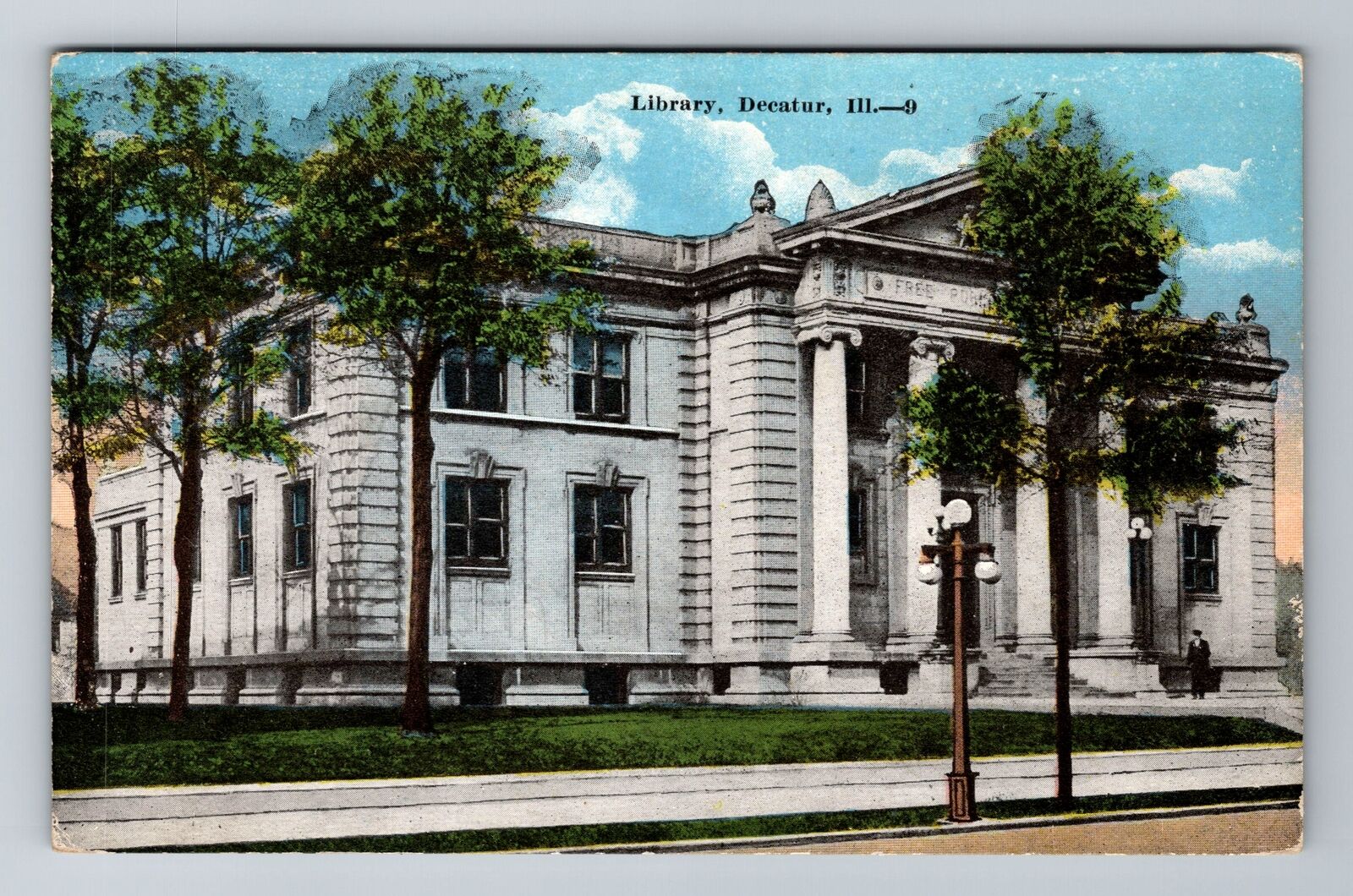 Decatur IL-Illinois, Library, Antique, Vintage Souvenir Postcard