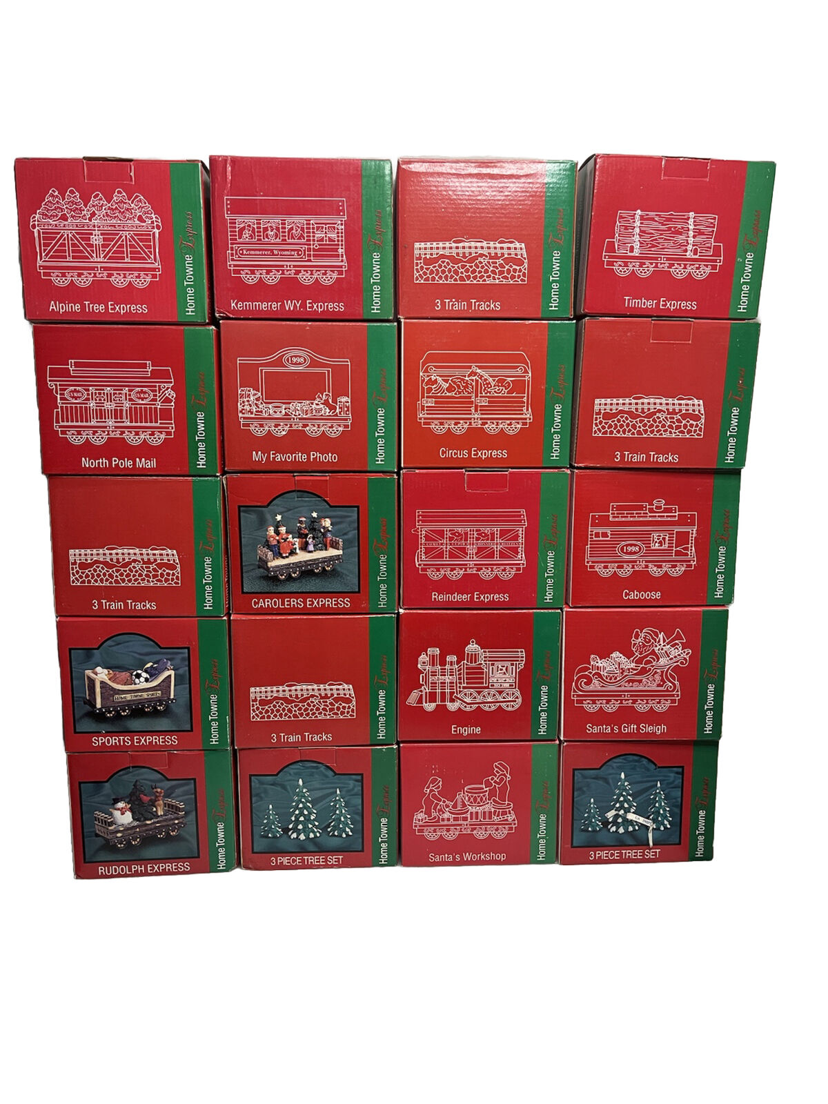 Vintage 1998 Christmas Train Home Town Express 26 Boxes Ceramic Train Set