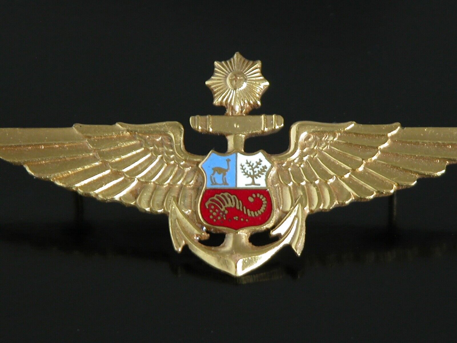 Rare Vtg Peru NAVY Naval Aviator Wings Badge Peruvian Enamel Shield