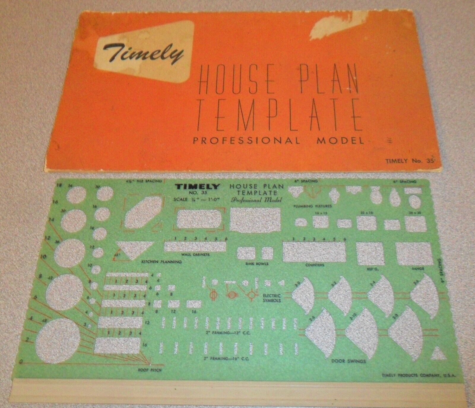 Vintage TIMELY House Plan Architecture Drawing Templet Professional Model No. 35