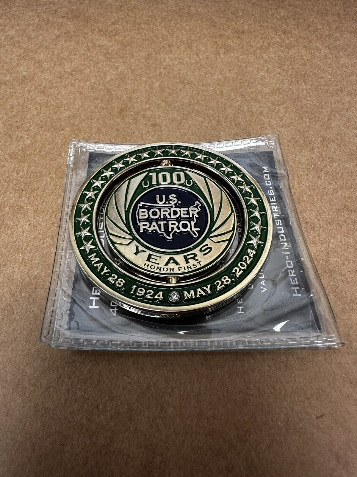 US Customs and Border Patrol Challenge Coin- 100th Anniversary Spinner