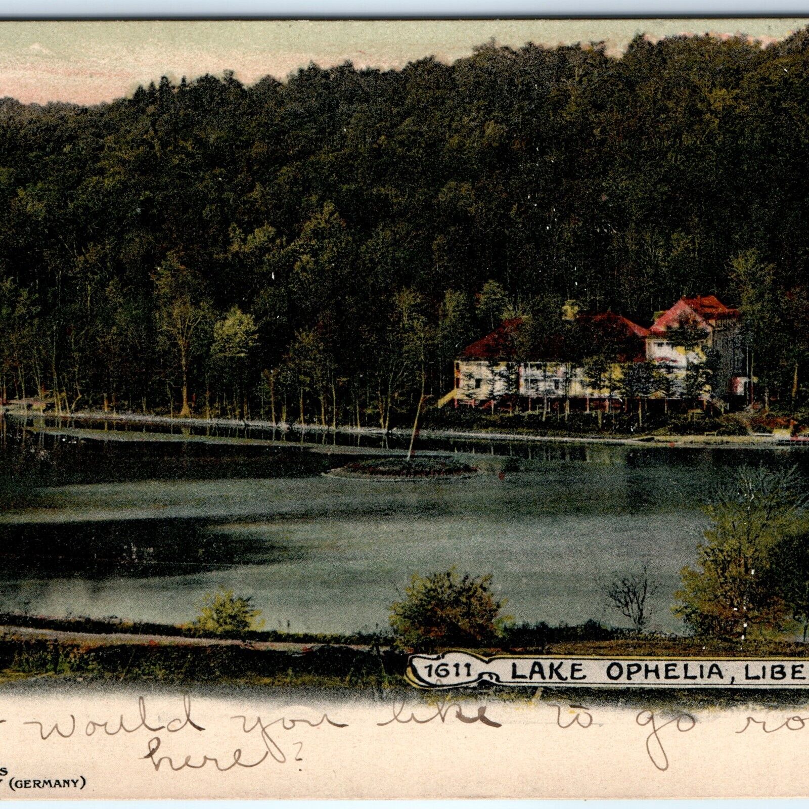1908 Liberty, NY Lake Ophelia EF Branning Artino Card Colorful Art Postcard A166