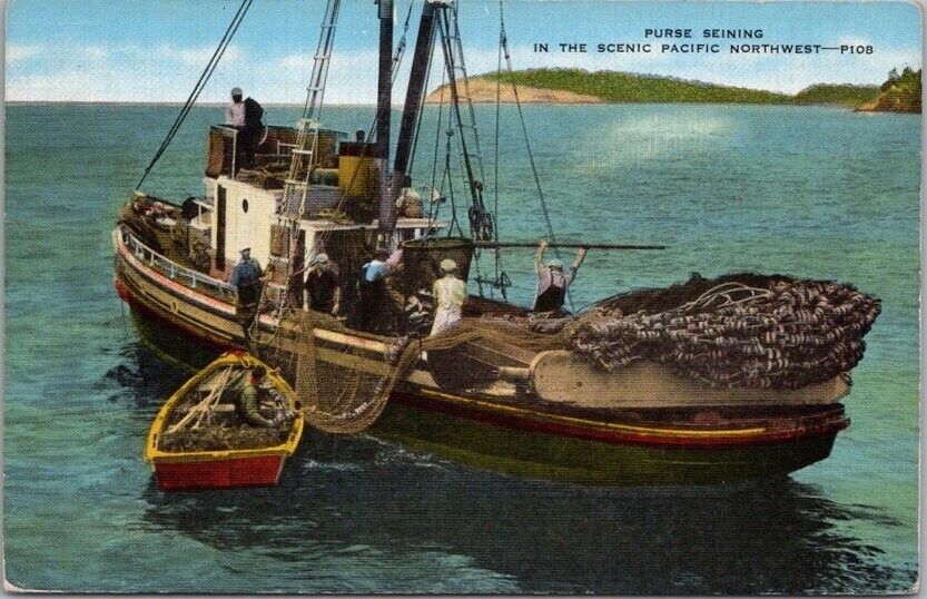 c1940s Fishing Postcard \