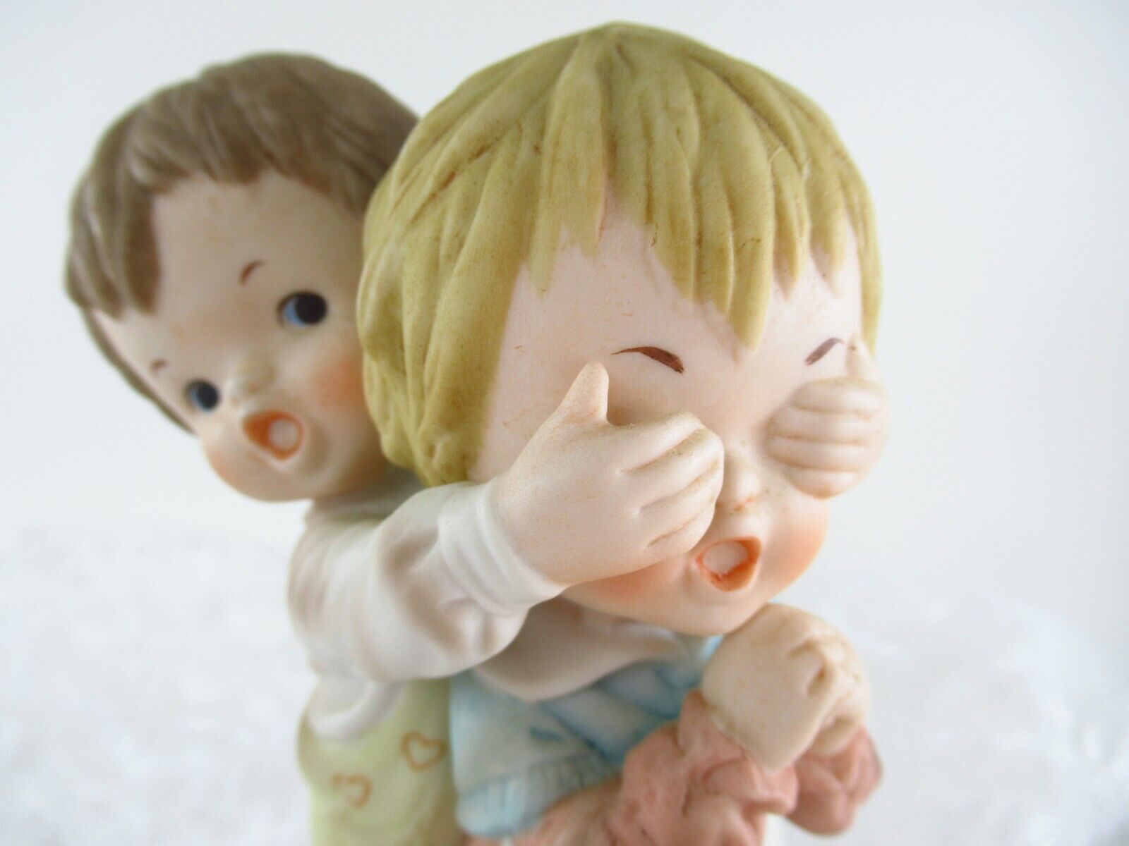 Vintage Japanese Ceramic Bisque Boy & Girl Figurine Playing \